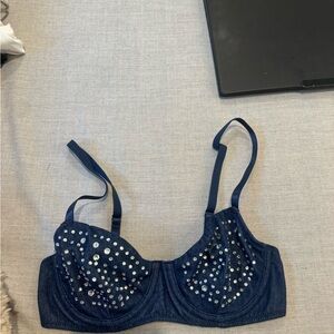 Embellished Navy Blue Bra trickz n treats